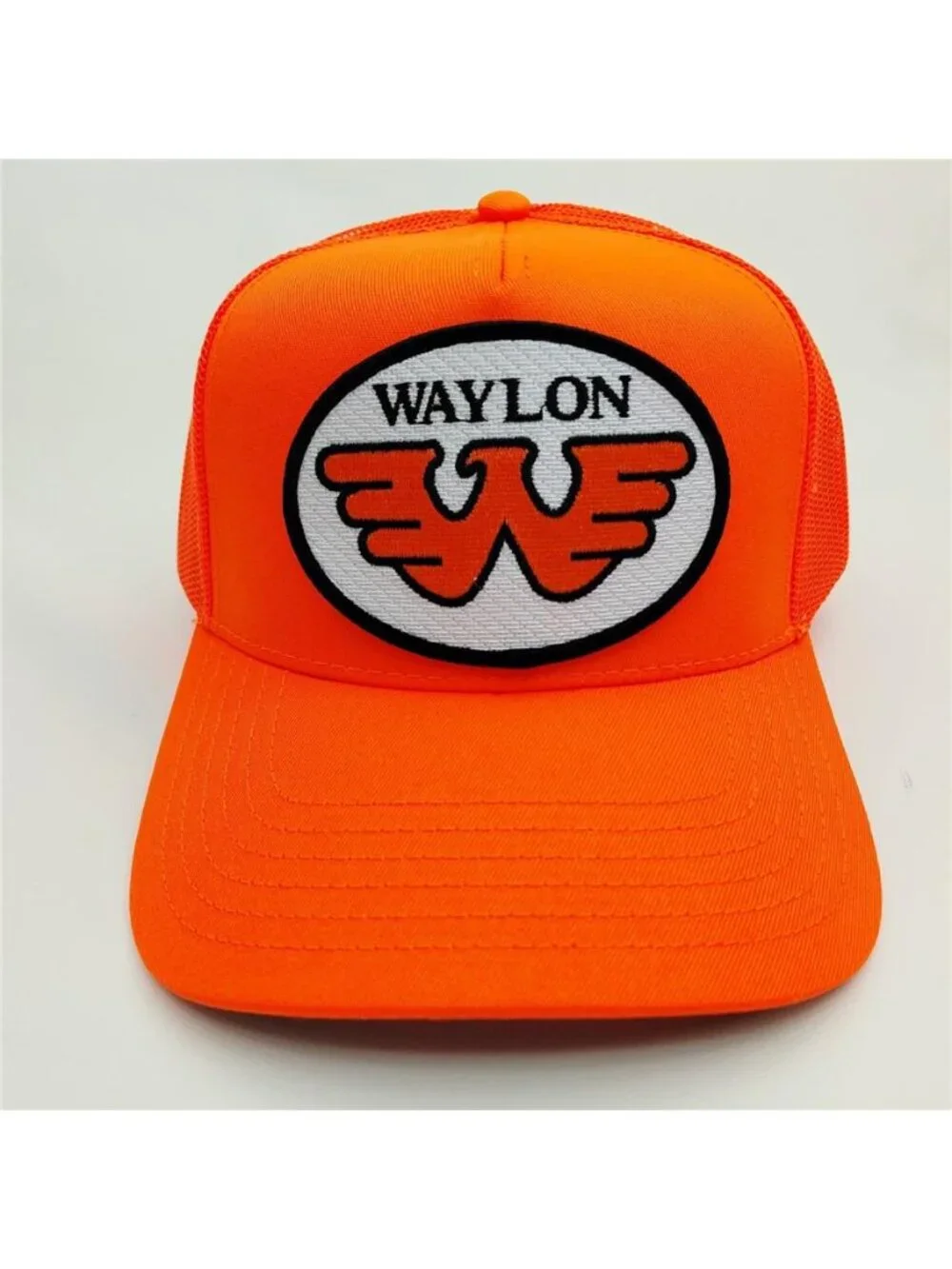 Retro Waylon Trucker Hat Vintage Outlaw Country Music Patch Snapback Orange Neon